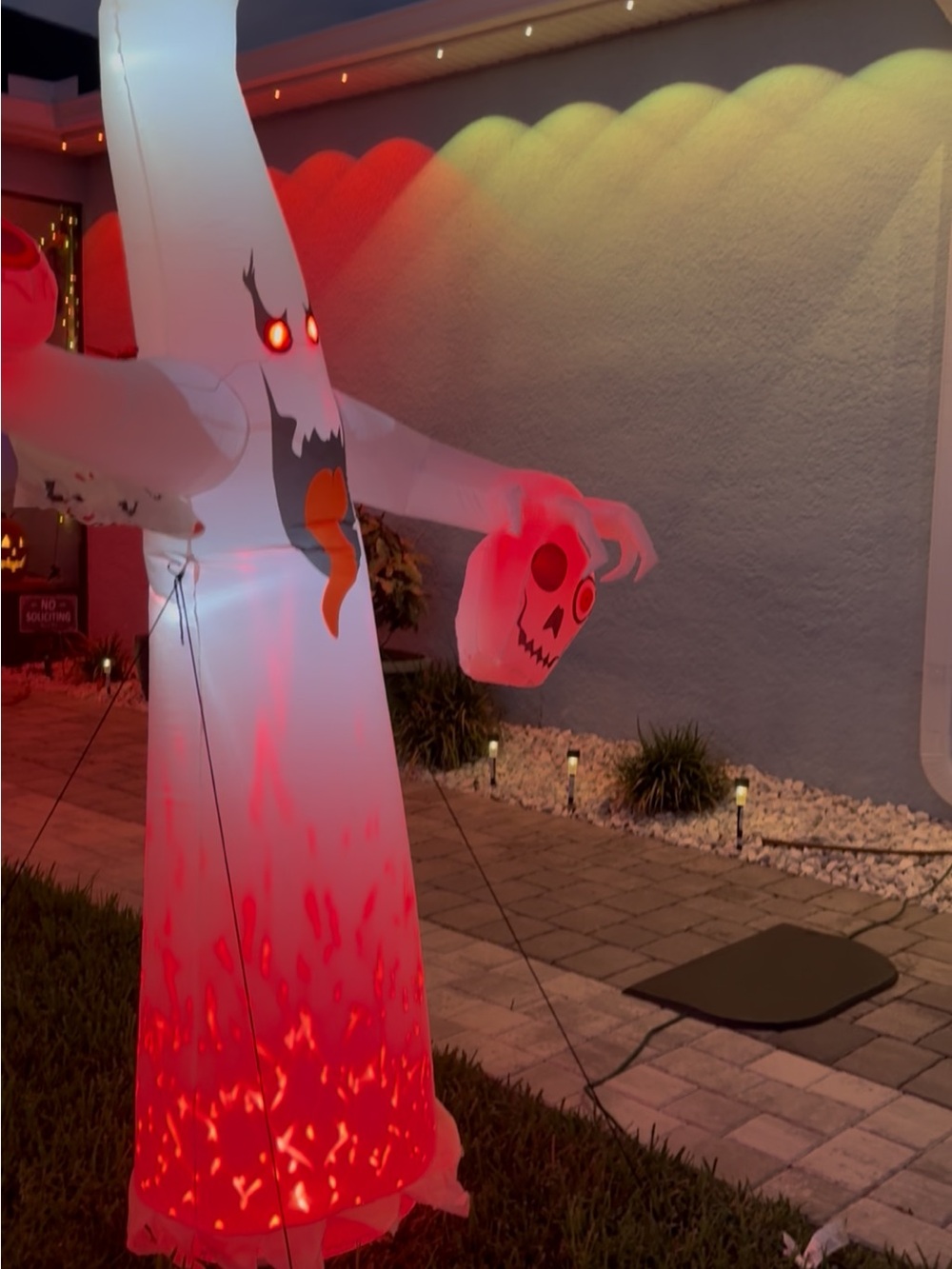 LED Ghost Halloween Decoration - White and Red